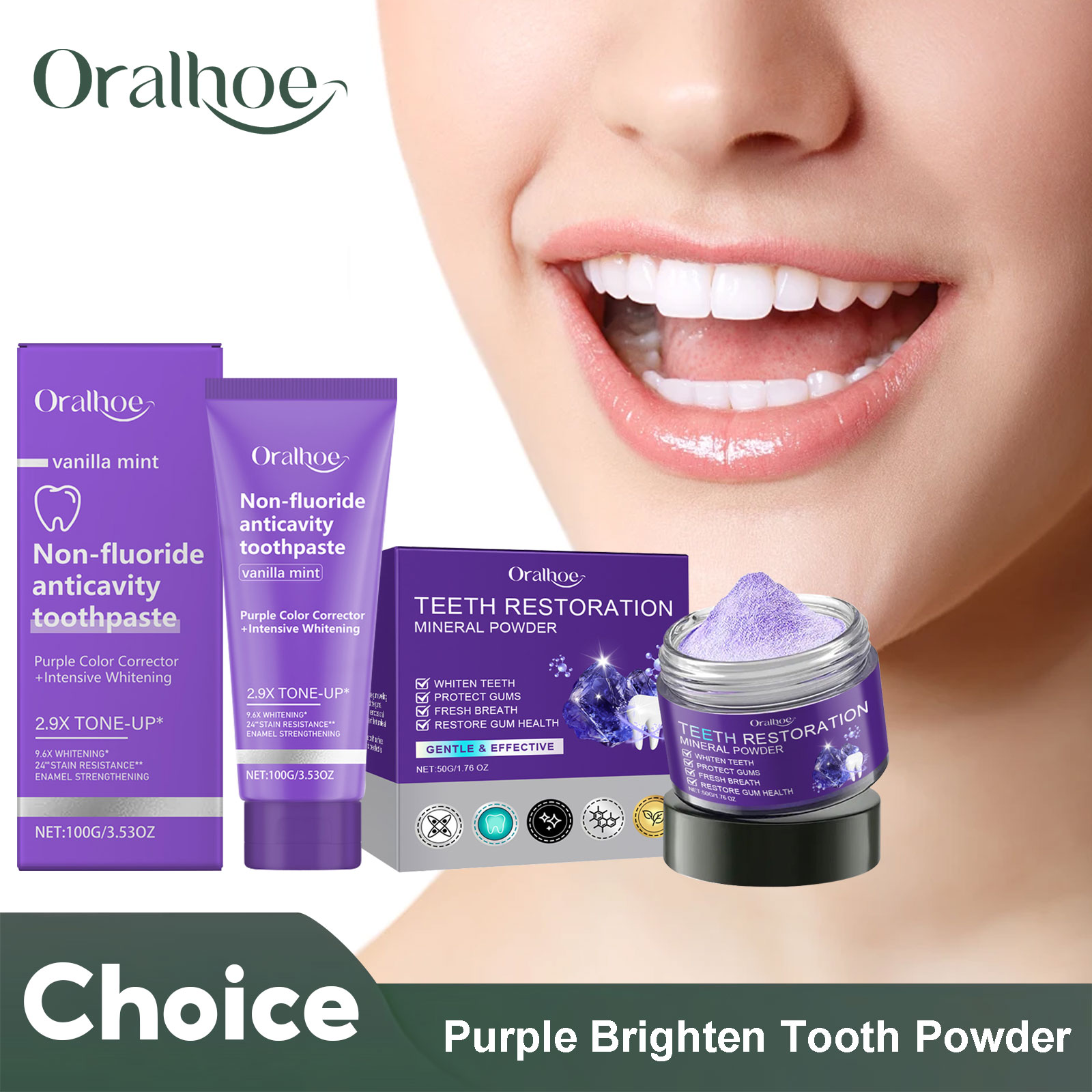 Teeth Whitening Procedure - Teeth Restoration Mineral Powder Teeth Whitening