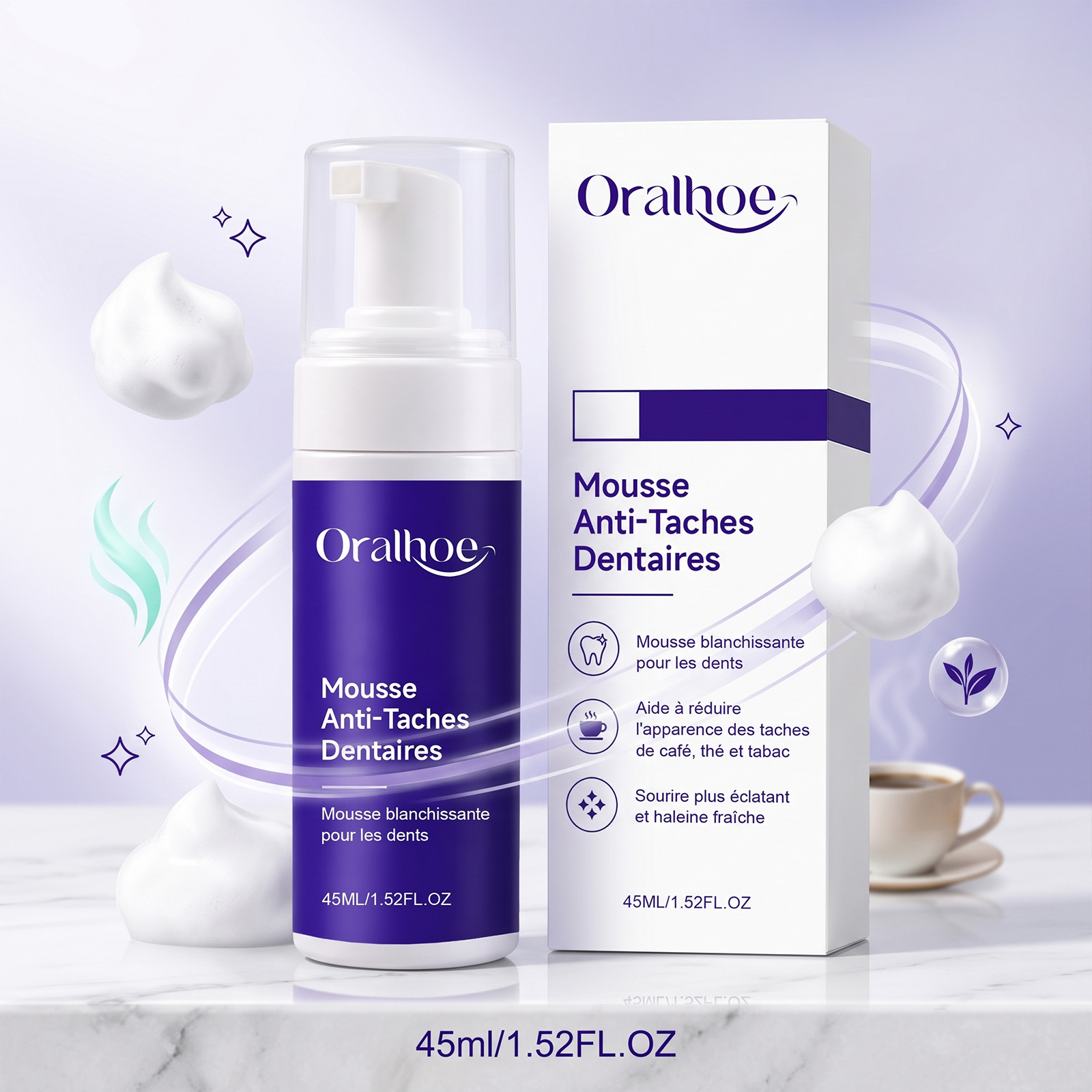Teeth Whitening Mousse - Fioletowa Pianka do Zębów Delikatne Wybielanie