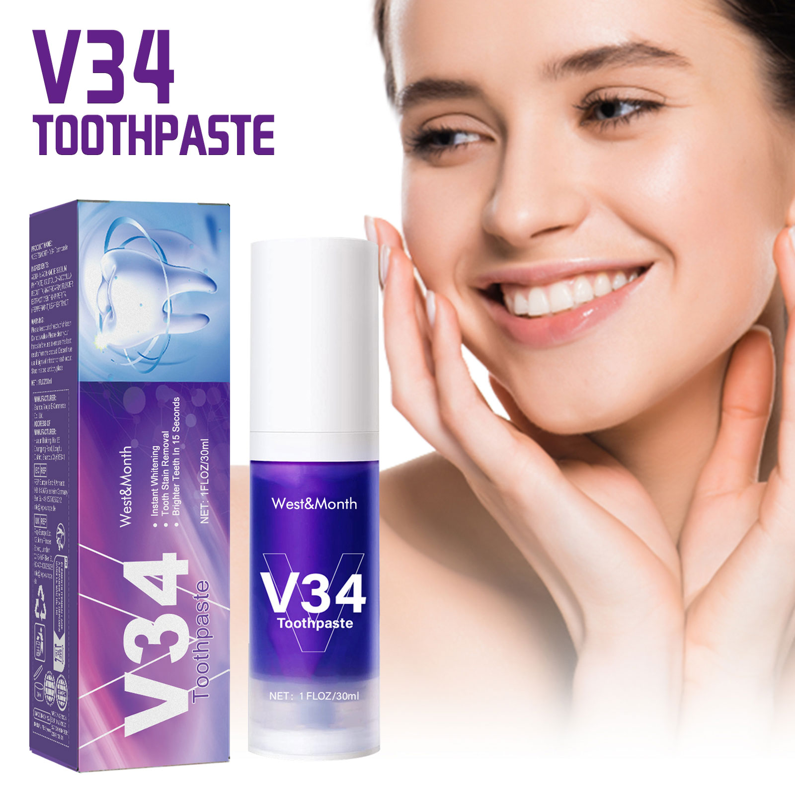 V34 Fioletowa Musująca Pasta d – Teeth Whitening Mousse recenzja i cena